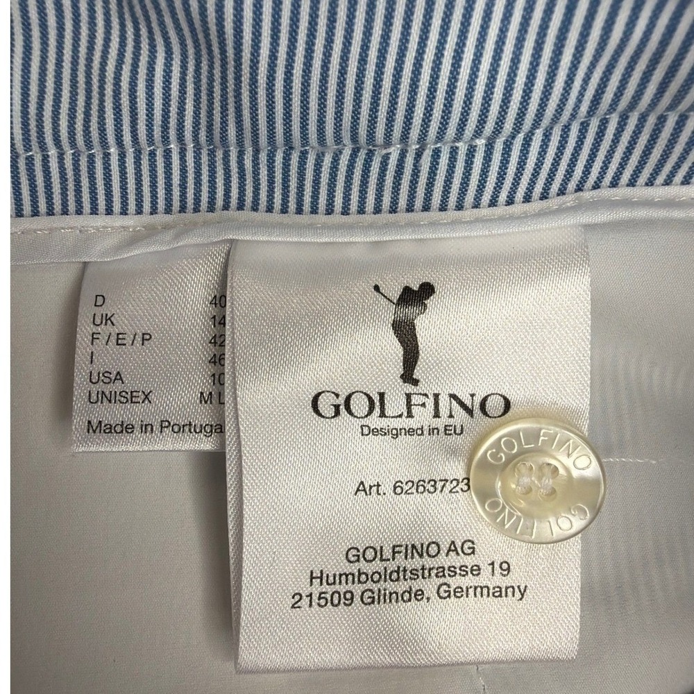 Golfino Bermuda Golf Shorts Women 10 Blue White Pinstripe StretchCotton Portugal - Picture 4 of 11